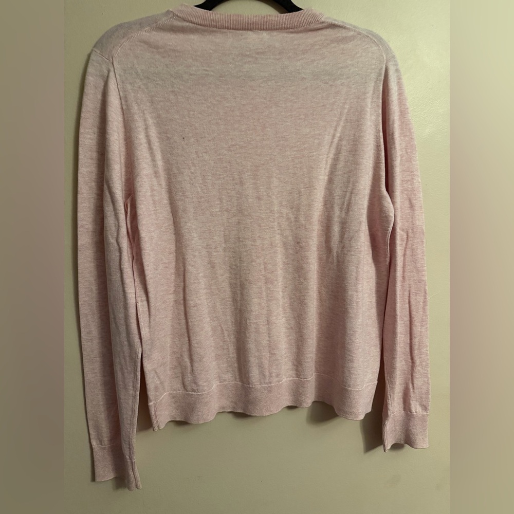 J. Crew Pink Lightweight Button-Up Crewneck Cardigan - Picture 2 of 4